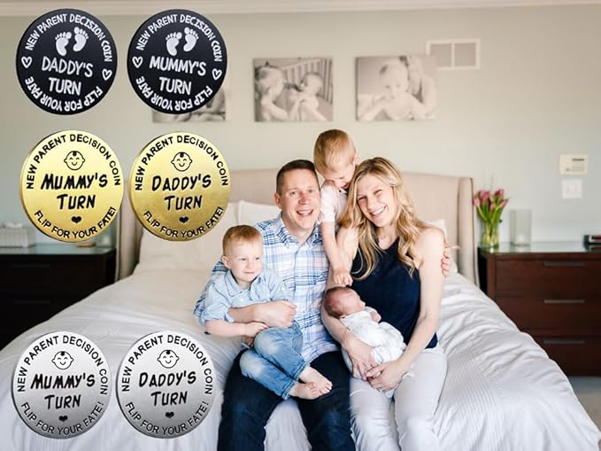 Fathers Day New Baby Gifts for Parents,Double-Sided Decision Coin Gift for New Mom & Dad,Funny Baby Shower Gifts for Couple,Gifts for Pregnant Women as Halloween Thanksgiving Christmas Gift，B-Black