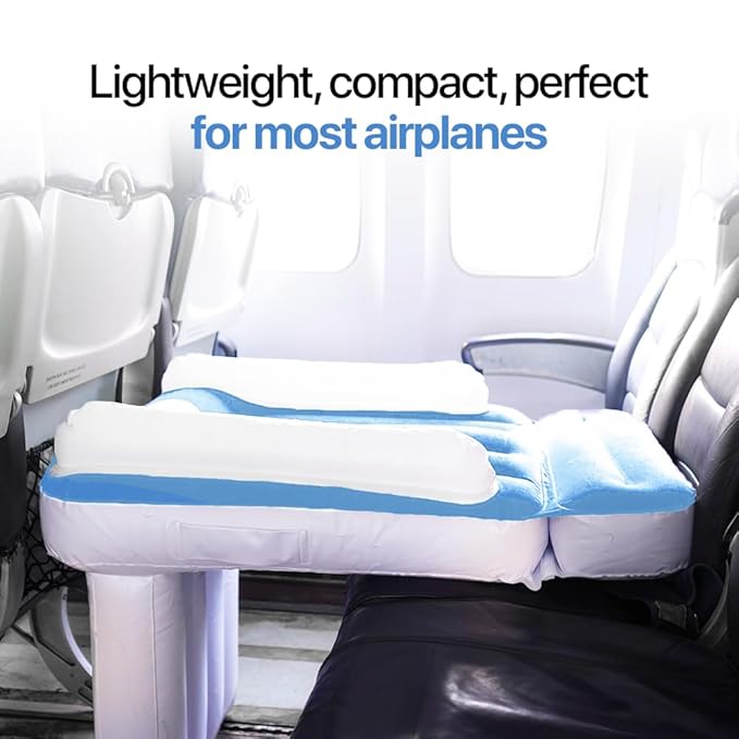 Inflatable Toddler Airplane Bed - Inflatable Kids Air Plane Bed Airplane Seat Extender for Kids with Safety Belt, Carry Bag, Fast-Pump & Storage Pocket - for Toddlers Flight Sleep
