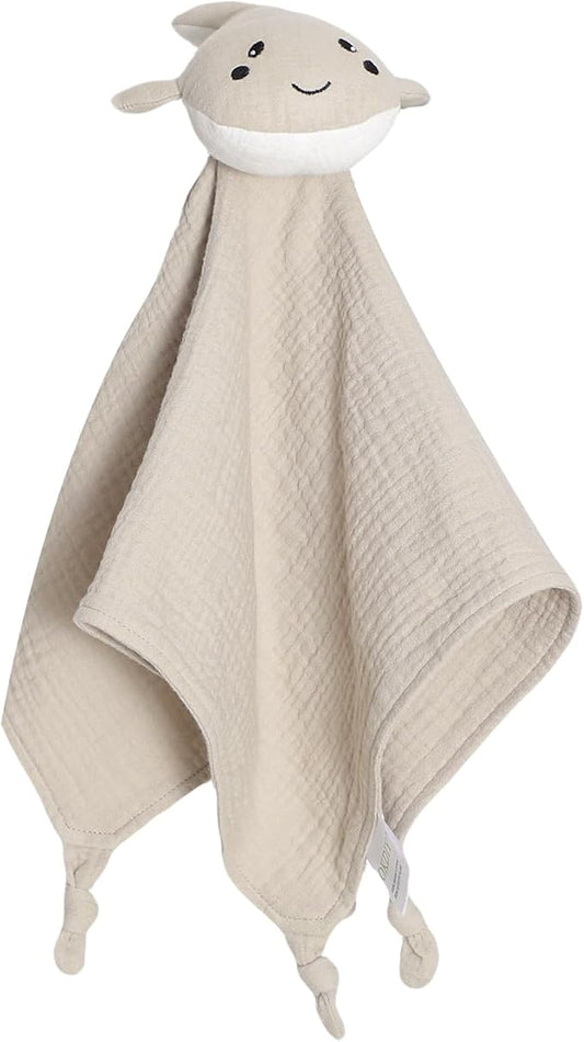 Organic Cotton Muslin Loveys for Babies,Security Blankets for Baby Lovey,Unisex Baby Essentials Neutral,Baby Registry Search,Newborn Baby Gifts for Boys and Girls (Whale Khaki)