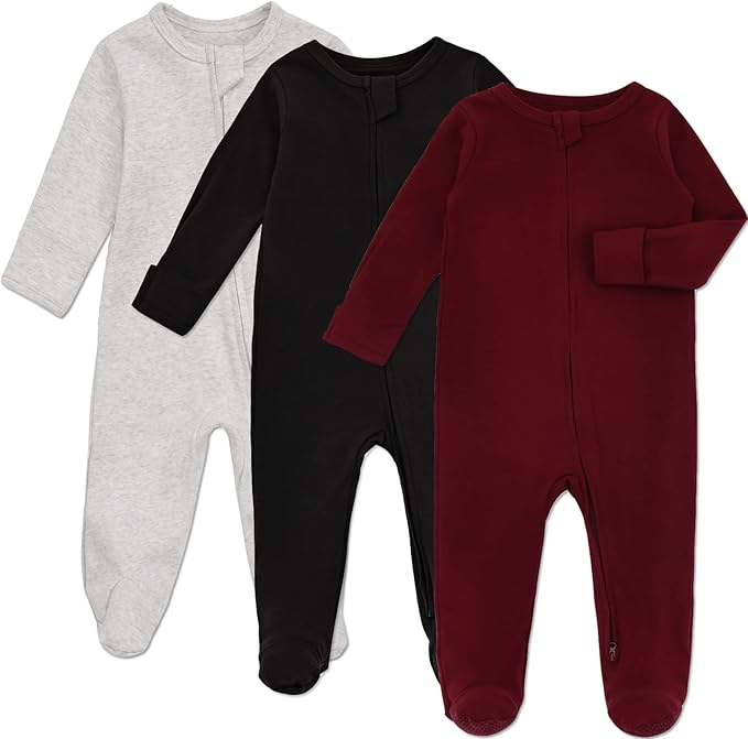 Aablexema Baby Footie Pajama with Mitten Cuffs, Double Zipper Infant Cotton clothes Sleeper Pjs, Footed Sleep Play