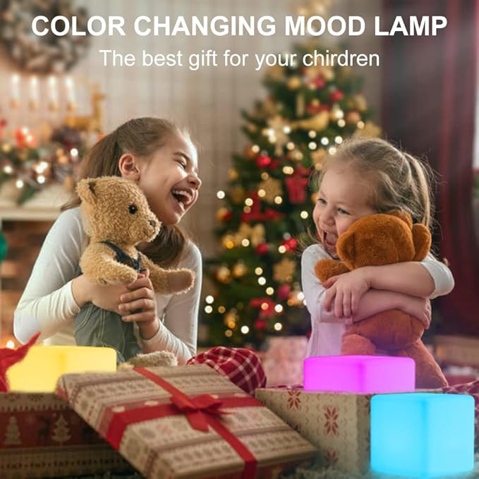 6-in LED Cube Night Light, Rechargeable LED Light Cube w/Remote, Dimmable 16 RGB Color Changing 4 Modes Light Up Cubes for Kid/Adult, Waterproof Tesseract Cosmic Cubes for Bedroom Sensory Room Nursery