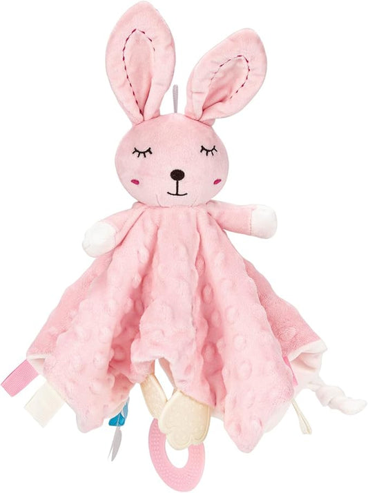 ZIGJOY Loveys for Babies Baby Security Blanket Soft Bunny Lovey for Girls Gifts Newborn Pink Lovie for Infant and Toddler, Rabbit