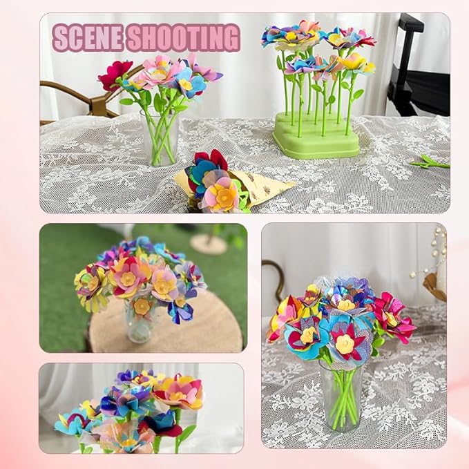 BAIRUYAO Fabric Flower Bouquets Toys，DIY Creative Art Craft Kits Toys for 4 5 6 7 8 Year Girl，Educational Arts & Crafts Toy for Kids Birthdays Activities Holidays Parties(DIY Flower Craft Kits)
