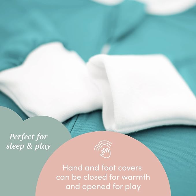 SleepingBaby Flying Squirrel Toddler Pajamas with Practical Zipper for Quick Diaper Changes and Travel Comfort - Teal - 12-24 Months