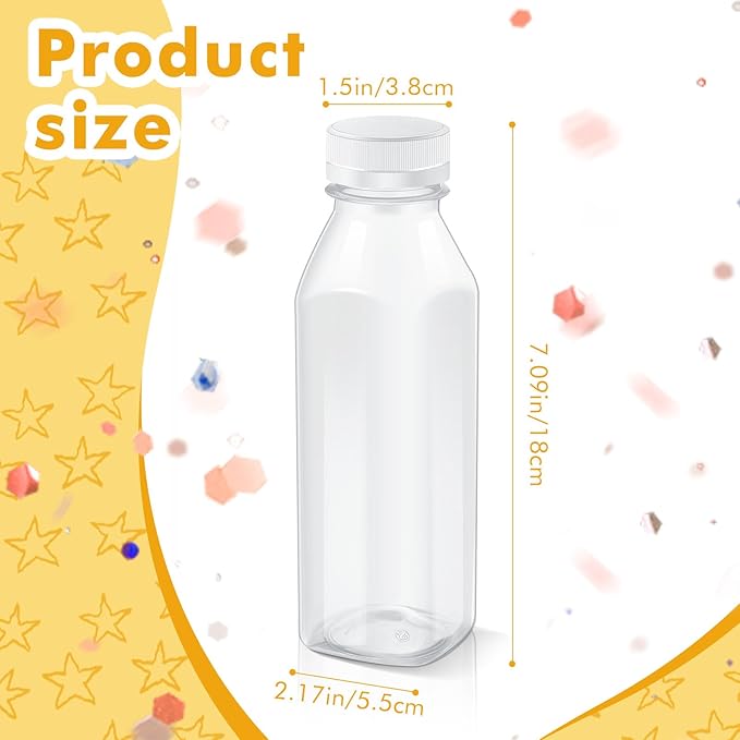 Honeydak 24 Pcs Empty Sensory Bottles Bulk with White Lids 12 oz / 350 ml Clear Plastic Reusable Leakproof Juice Bottles Drink Container for Sensory Crafts Handmade Beverages Storage Party Supply