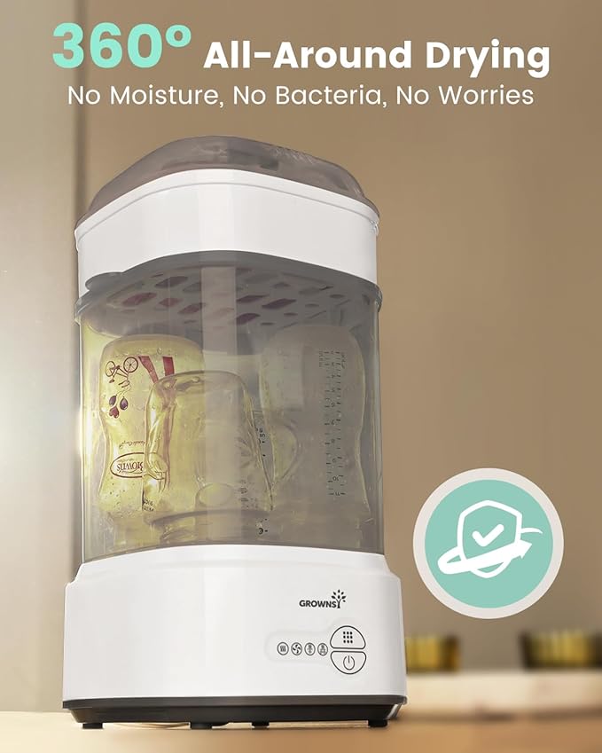 Bottle Sterilizer and Dryer, Compact Electric Steam Baby Bottle Sterilizer (Esterilizador de Biberones), Bottle Sanitizer for Baby Bottles, Pacifiers, Pump Parts Black