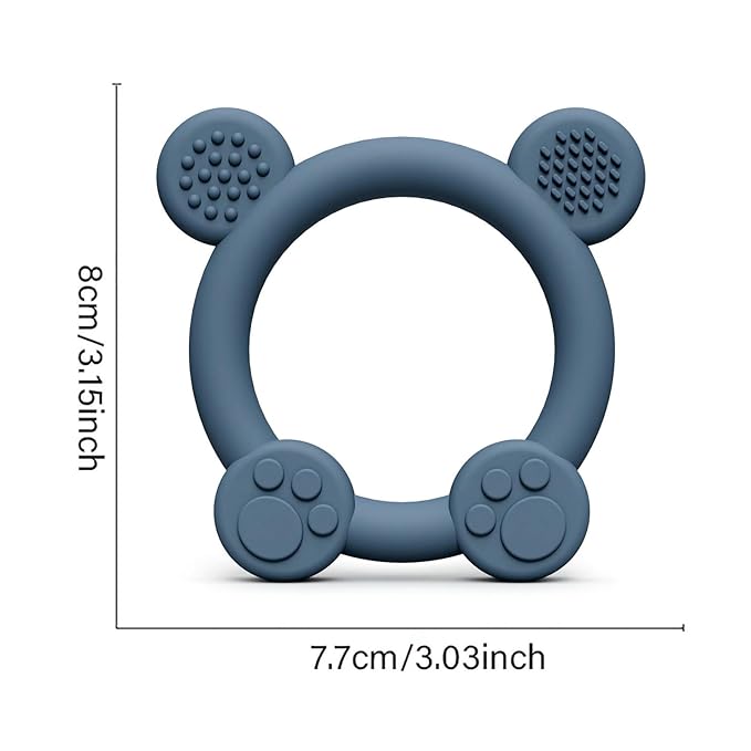 PandaEar 3 Pack Silicone Teething Toys - Baby Teething Rings, BPA Free Teether for 0-12 Months, Soothing Sore Gums