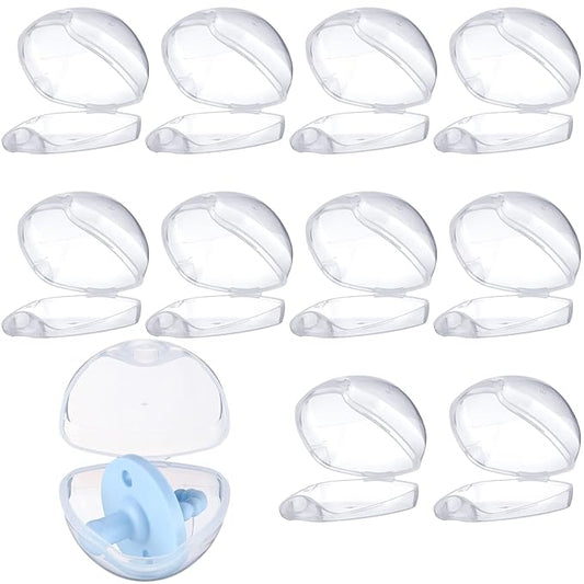 Treela 10 Pack Pacifier Case Pacifier Holder Case Clear Container Box for Baby Travel Transparent Clip Essential Accessories