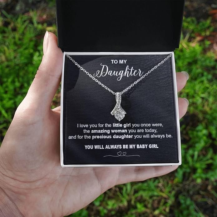 To My Daughter Gift Necklace From Dad or Mom - Badass Daughter Jewelry With Heartfelt Message & Elegant Box