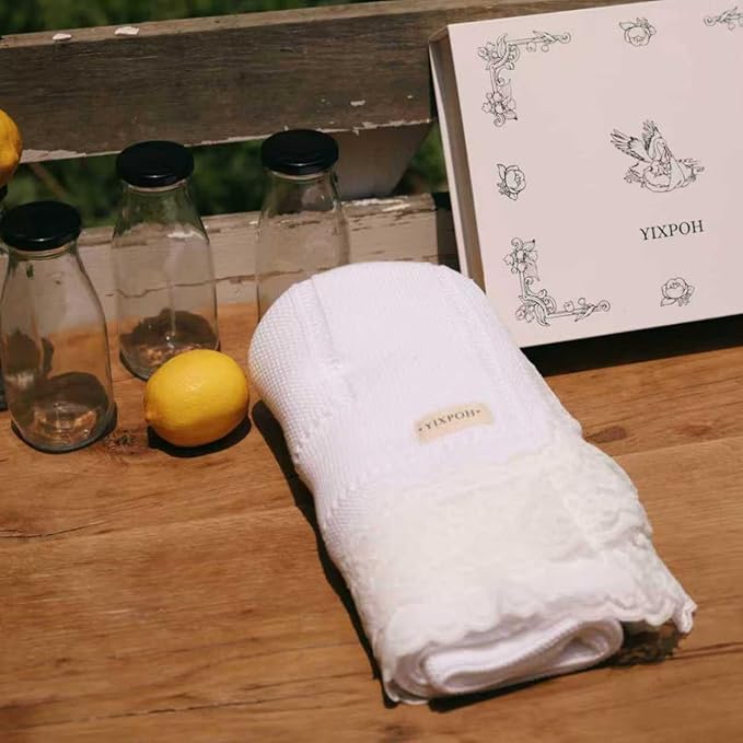 100% Organic Cotton Baby Blanket Knitted Softer Receiving Swaddle Warm Cozy Cuddle Crib Blanket for Newborns Infants Toddlers Boy and Girls White