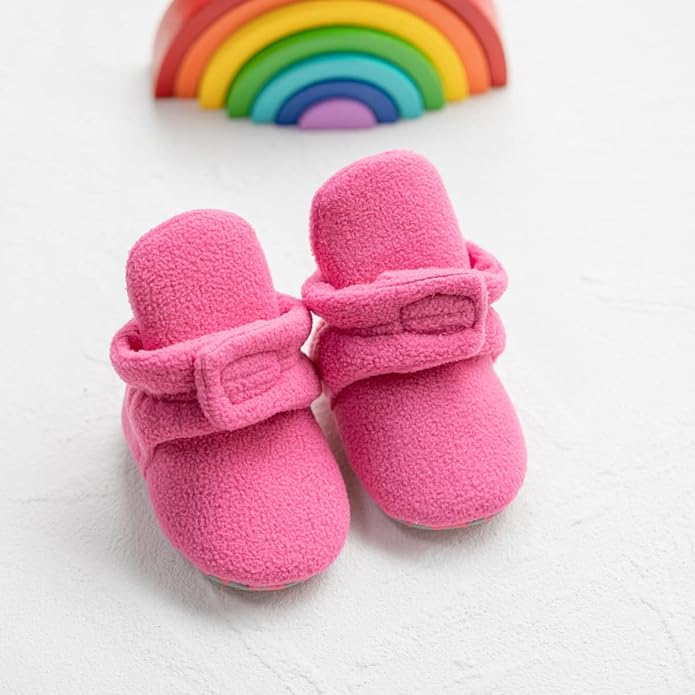 Sawimlgy Newborn Infant Baby Girl Boy Cotton Booties Stay On Sock Slippers Soft Bedroom Shoes Non-Skid Ankle Boots With Grippers Toddler Crib Warm Shoe First Walker Birthday Shower