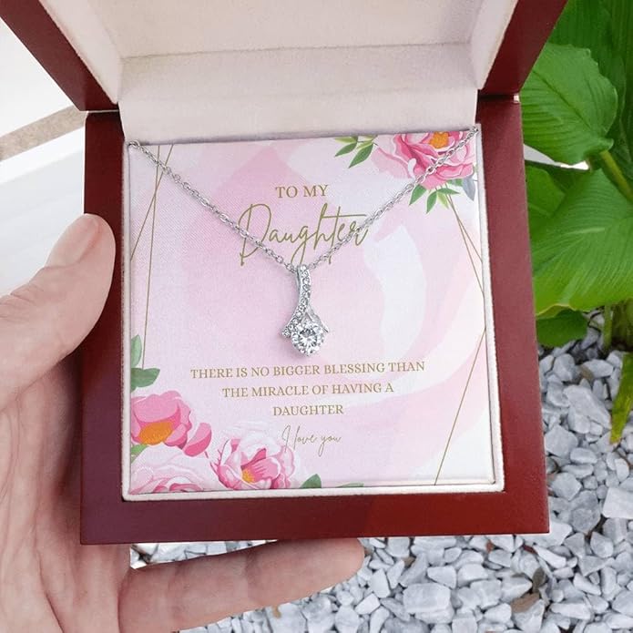 To My Daughter Gift Necklace From Dad or Mom - Badass Daughter Jewelry With Heartfelt Message & Elegant Box