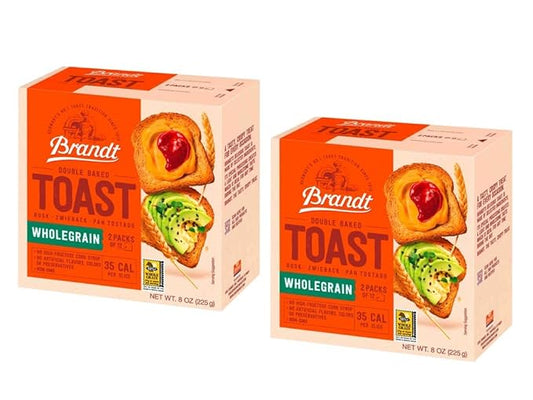 Brandt Toast, Zwieback, Rusk, Double Baked, 8 Ounces (pack of 2, Whole Grain)