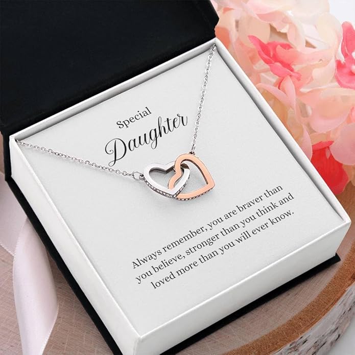To My Daughter Gift Necklace From Dad or Mom - Badass Daughter Jewelry With Heartfelt Message & Elegant Box