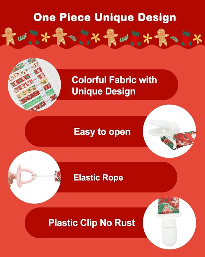 ALVABABY Pacifier Clip 8 Pack Binky Paci Clip Holder Leashes for Newborn Baby Boys Girls Christmas 8DBP03-DA