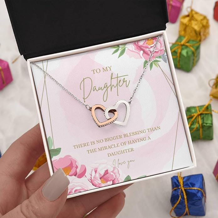 To My Daughter Gift Necklace From Dad or Mom - Badass Daughter Jewelry With Heartfelt Message & Elegant Box