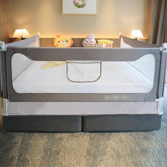 Bed Rail for Toddlers Extra Long Rails for Kids Twin Full Queen King Size Mattress,Baby Toddler Safety Rail Guard with Breathable Fabric for Baby(1 Side 58" L)