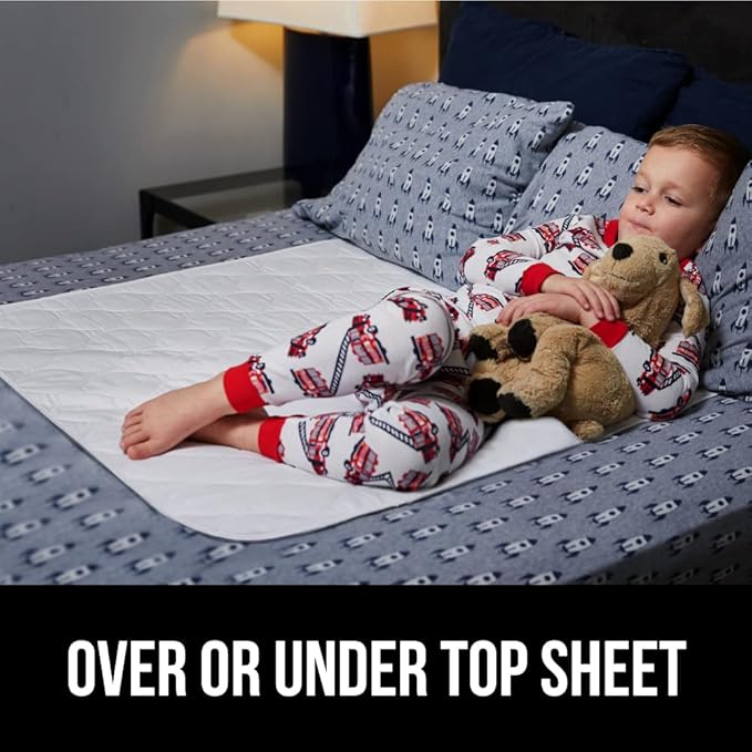 GORILLA GRIP Washable Underpads, Waterproof Reusable Heavy Absorbency Incontinence Bed Pads, Leak Proof Toddler Mattress Pad, 52x34 Slip Resistant Protector for Bedwetting, Adults and Kids, White
