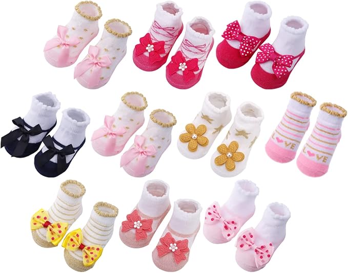 Toptim Newborn Baby-girls Socks and Bow Infant Toddler Ankle Socks