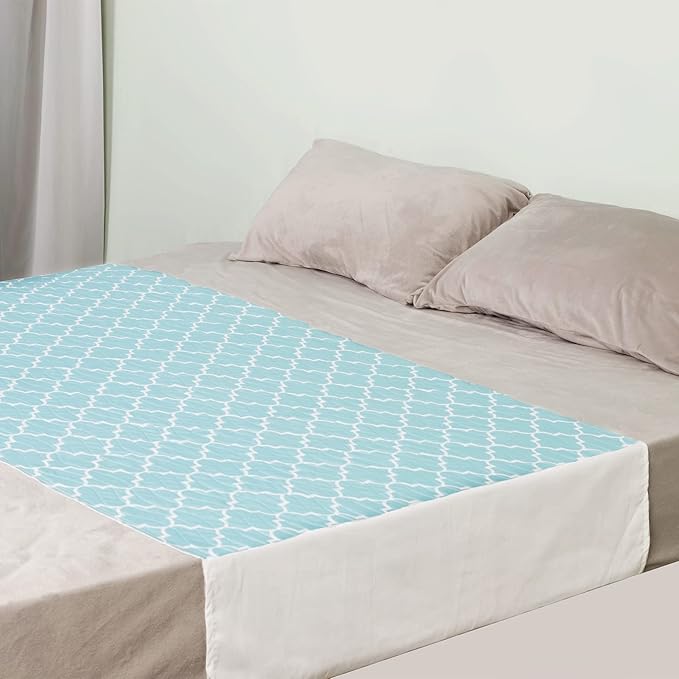 OUTCREATOR® Saddle Style Bed Pad with Tuck-in Sides, 34" x 76" Reusable Incontinence Underpad, Absorbent Waterproof Washable Quilted Tuckable Mattress Protector for Adults, Elderly, Kids, Pets (Green)