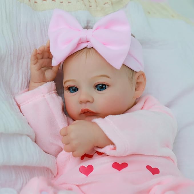 Realistic Reborn Baby Dolls – 18-Inch Lifelike Newborn Baby Doll with Open Eyes, Poseable Handmade Real Life Baby Doll, Gift Set with Accessories for Kids Ages 3+