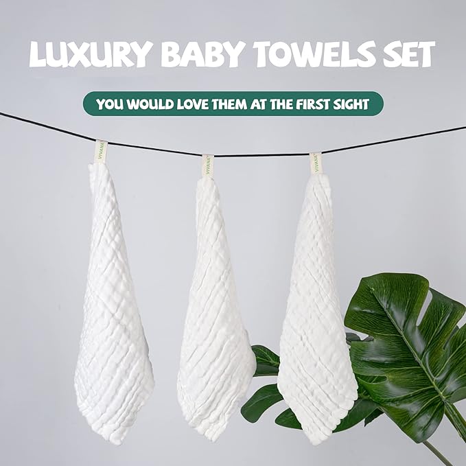Baby Muslin Washcloths -6 Layer Soft Absorbent Face Towel - Natural Newborn Wipes for Delicate Skin - Baby Registry as Shower
