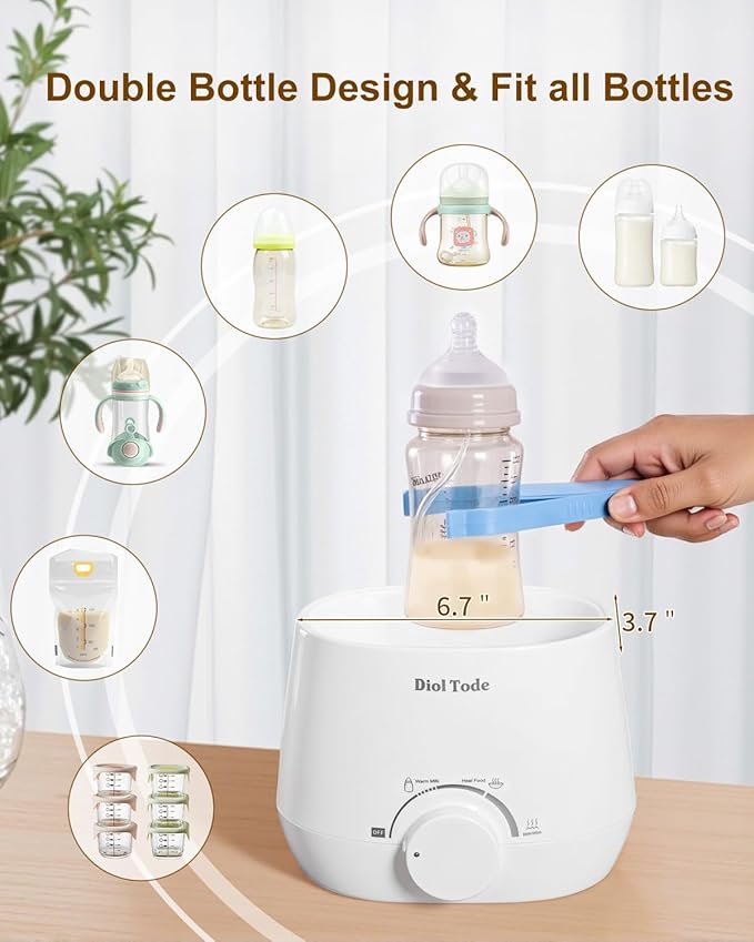 Bottle Warmer, Fast Baby Bottle Warmer for Breastmilk or Formula, 8-in-1 Milk Warmer for Baby, Smart Temperature Control, Sterili-zing, Heat Food, Double Bottle Warmer for All Bottles