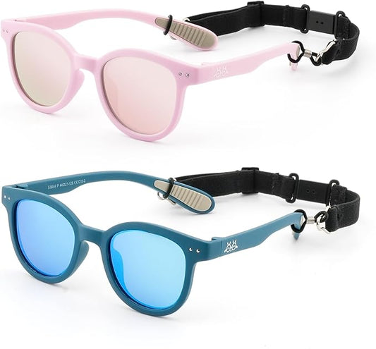 EYEBUDDY Kids Sunglasses for Boys Girls Age 2-8 Polarized UV Protection Toddler Children Sun Glasses Pack of 2