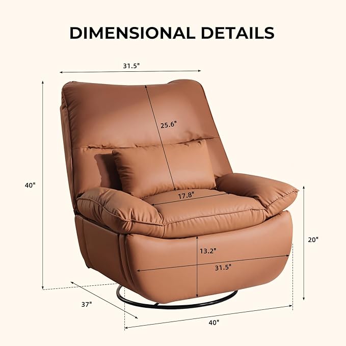 Electric Glider,Power Recliner, Reclining Sofa Chair with USB Ports,270°Rotation Swivel Glider Recliner Chair (Orange)