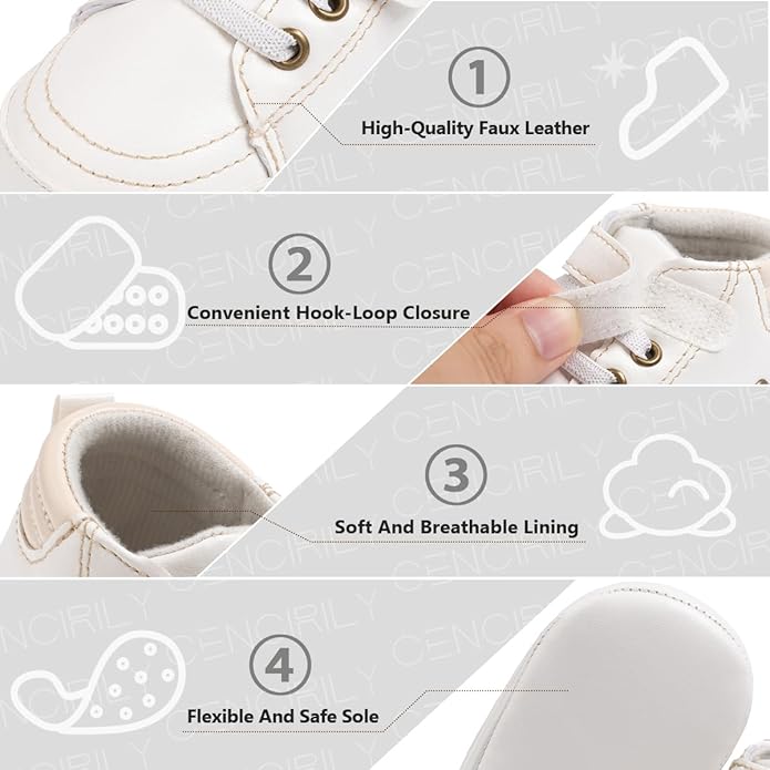 CENCIRILY Baby Boys Girls High Top Sneakers Soft Soles Anti Skid Infant Ankle Shoes Toddler Prewalker First Walking Crib Shoes