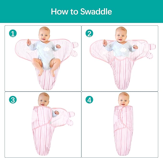 Biloban Swaddle Blankets for Baby Girl, Baby Swaddles 3-6 Months, Baby Swaddle Cotton, Newborn Swaddle, Baby Essentials, Lovely Pink Print, 2 Pack