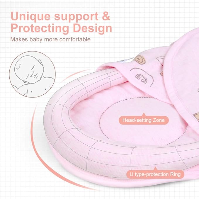 Organic Cotton Baby Swaddle Blankets, Unisex Baby Blanket Wrap for Newborn Baby Boys Girls, Skin Friendly Wearable Swaddling Sleep Sack Calms Startle Reflex (Button, Peachpink, 3-6 Months)