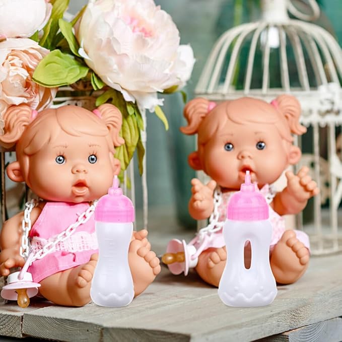 Totority 6pcs Baby Doll Bottles Mini Empty Milk Bottle Toys Baby Shower Doll House Supplies