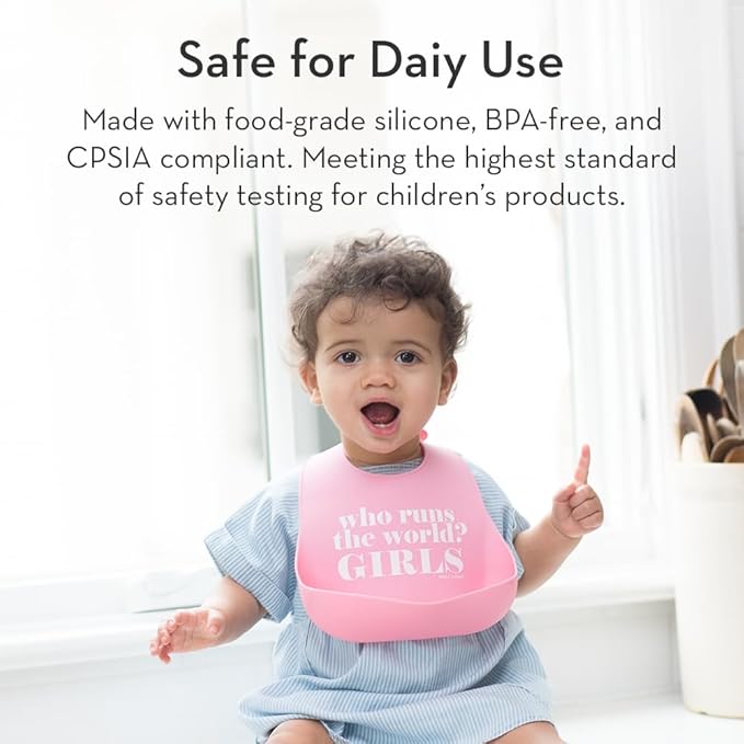 Baby Bib for Eating by Bella Tunno, Set of 2 Waterproof Silicone Bibs with Large Food Catcher, Adjustable Fit for Babies 4-12 months & Toddlers 1-3 Years, Boys & Girls, Miss Mess & Brunch