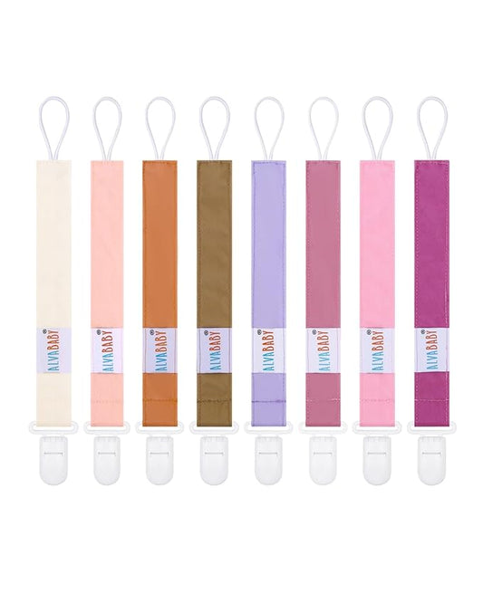 ALVABABY Baby Pacifier Clips for Girls Pacifier Universal Holder Leash Pacifier Clip Binky Holder 8 Pack 8DP05