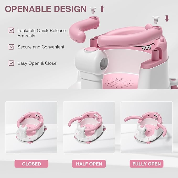 Baby Bath Seat for Babies 5 Months & Up - Non-Slip Bath Seat for Sitting Up with Baby Essentials Kit, Soft Cushion & Compact Design, Toddler Bathtub Seat