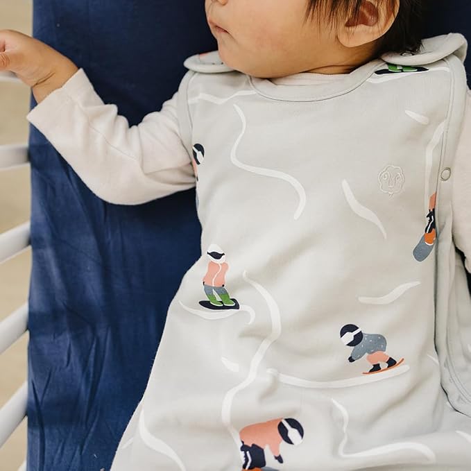 Woolino Toddler Sleeping Sack, 4 Season, Merino Wool and Organic Cotton, Baby Sleep Bag, 2-4 Years, Snowboarder