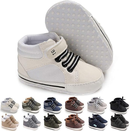 CENCIRILY Baby Boys Girls High Top Sneakers Soft Soles Anti Skid Infant Ankle Shoes Toddler Prewalker First Walking Crib Shoes