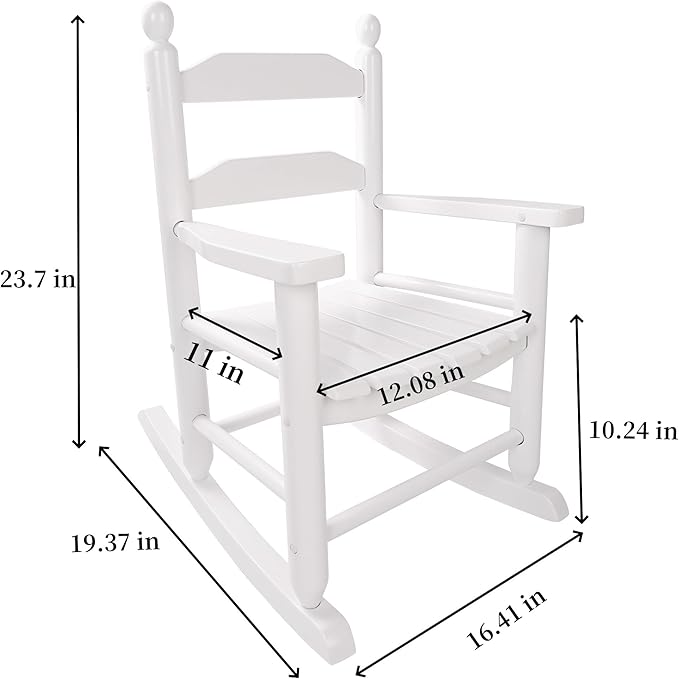 Toddler Rocking Chair Wooden Comfy Recliner Rocker for Kids Ages 3-6 Baby Lounge Chair Indoor Outdoor Girls Children’s Playroom White
