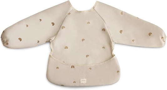 mushie Long Sleeve Baby Bib | Water Resistant Adjustable Fit for Ages 6-24 Months