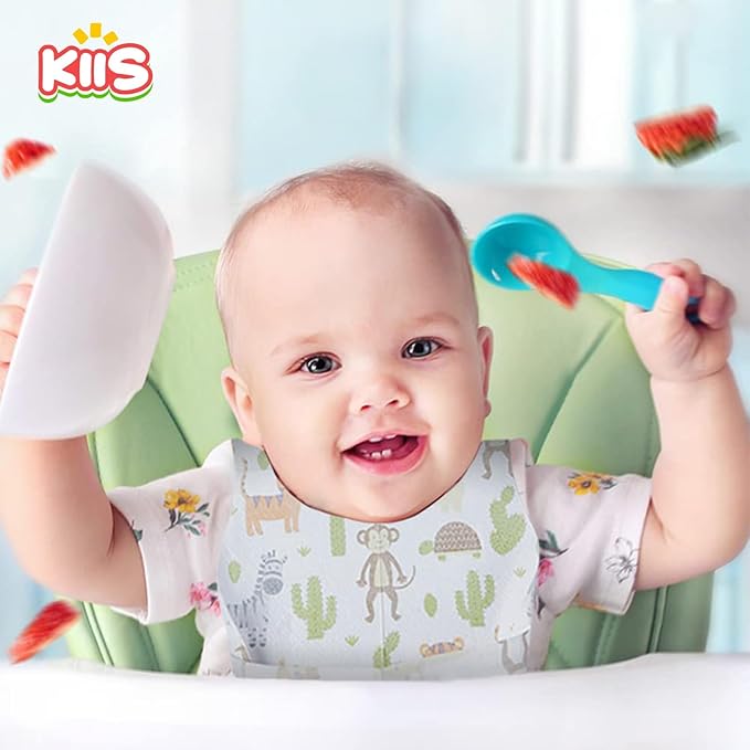 KIIS Disposable Baby Bibs for Baby Boys and Girls - Individually Packaged - Hygienic, Soft and Leakproof (20 PCS / 60 PCS)