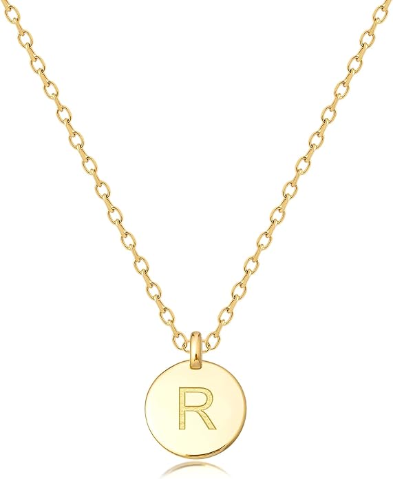 Unique Personalized Gifts for Her, Initial Necklaces for Women, Letter Double Side Engraved Disc/Heart Pendant Necklace, Minimalism Style Jewelry for Everyday Wear