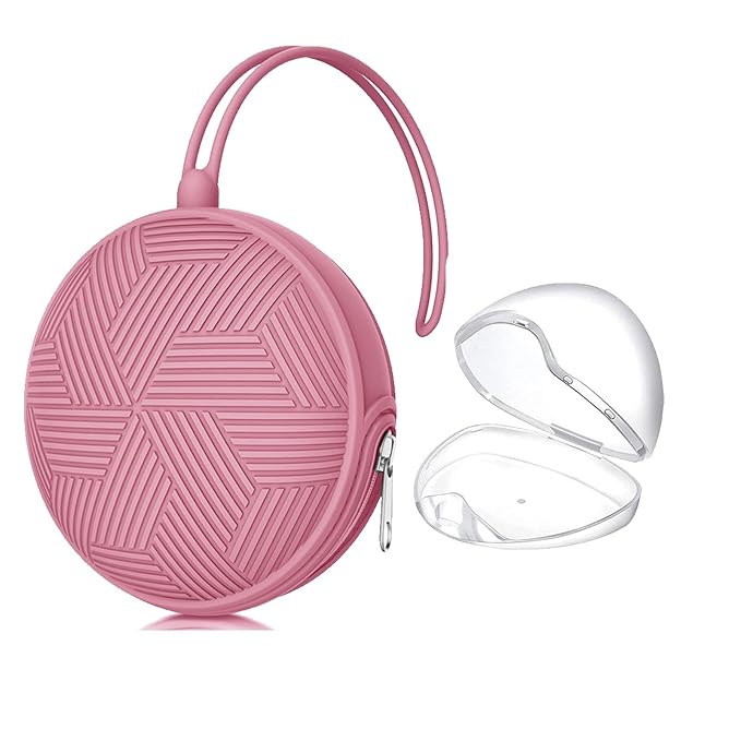 Smlpuame Pacifier Holder Case,BPA Free Portable Pacifier Storage Container,Silicone Baby Pacifier Cover Pouch for Diaper Bag Stroller,Travel Outdoor Activities,Easy to Clean(Purple)