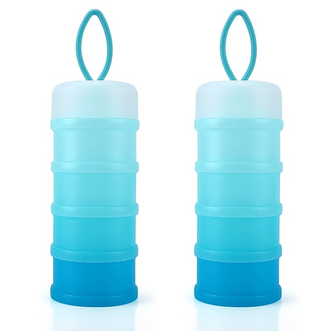 Accmor Baby Formula Dispenser On The Go, Stackable Travel Formula Container, Non-Spill Milk Powder Baby Kids Snack Storage Container, BPA Free, 2 Packs