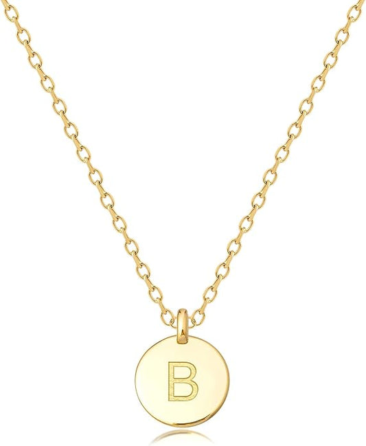 Unique Personalized Gifts for Her, Initial Necklaces for Women, Letter Double Side Engraved Disc/Heart Pendant Necklace, Minimalism Style Jewelry for Everyday Wear