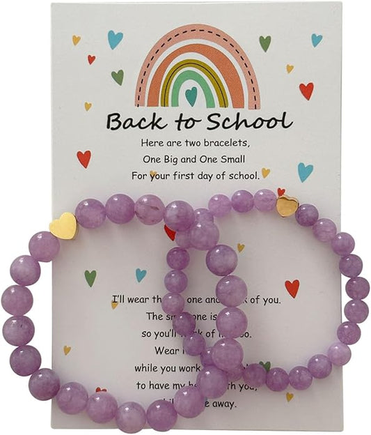 Back to School Bracelets Matching Heart Mommy and Me Wish Strings Bracelet Set First Day of School Gifts