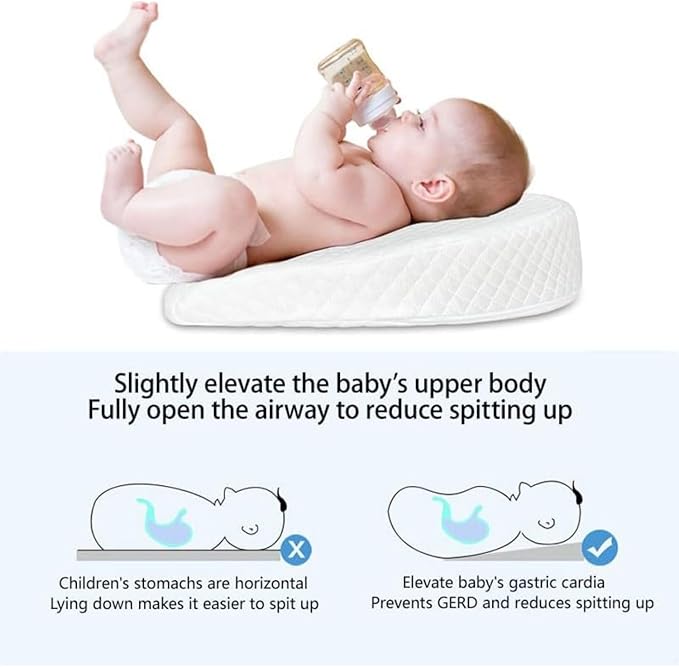 Sleeping Pillow for Newborn Breathable Wedge Prevents Spit Pillow Incline Help Reduce Side Sleeping Stress