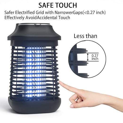 Bug Zapper Outdoor/Indoor,Mosquito Zapper 4200V High Powered Waterproof Electronic Mosquito Killer,15W UVA Mosquito Lamp Bulb,Fly Traps Patio Insects Killer,Trap Killer for Home,Kitchen, Backyard