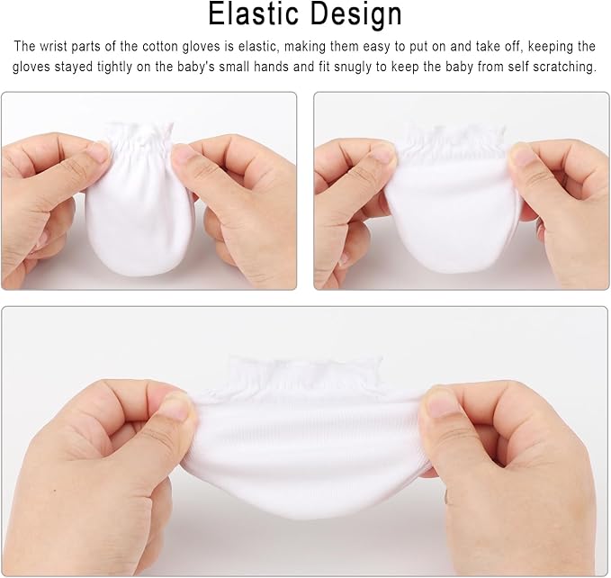 BQUBO 12 Pairs Baby Mittens Newborn Infant Toddler Mittens No Scratch Cotton Elastic Wrist Gloves for Boys Girls 0-6 Months