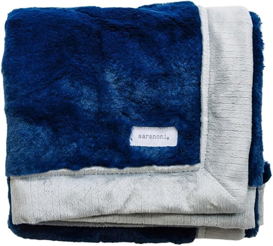 SARANONI Security Blankets for Babies | Super Soft Boutique Quality Lush Luxury Baby Blanket | Small, Navy Gray | Mini 15" x 20"